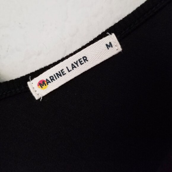 Marine Layer Lexi Rib V-Neck Maxi Dress Black Size M Lined Stretch Bodycon $118 - Picture 7 of 15